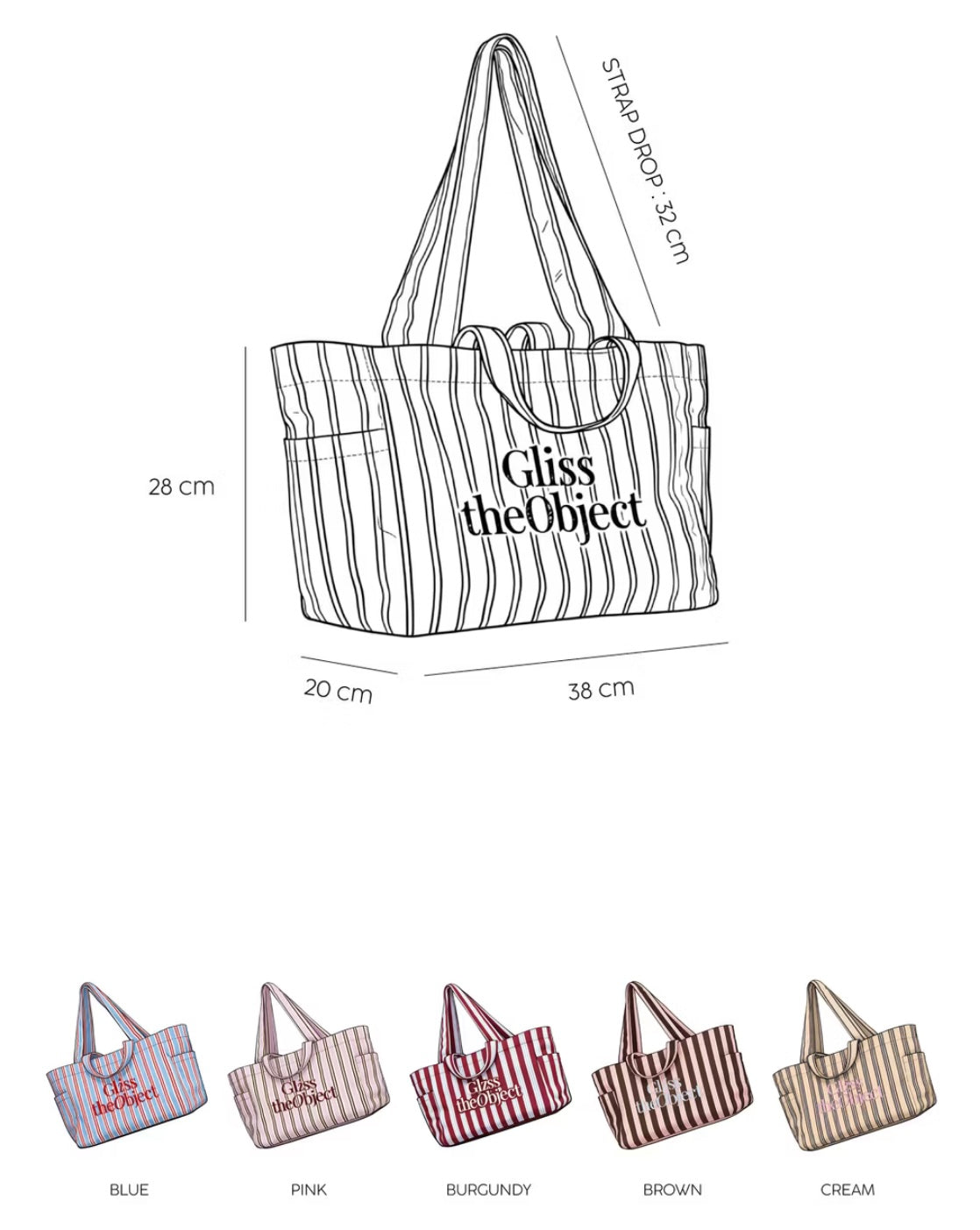 ♡預訂♡美式間條超大容量 canvas bag✨