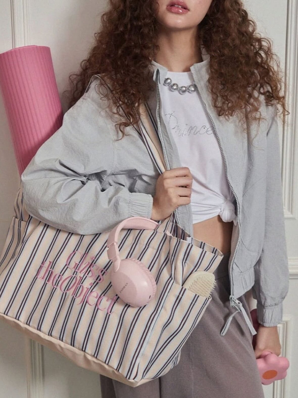 ♡預訂♡美式間條超大容量 canvas bag✨
