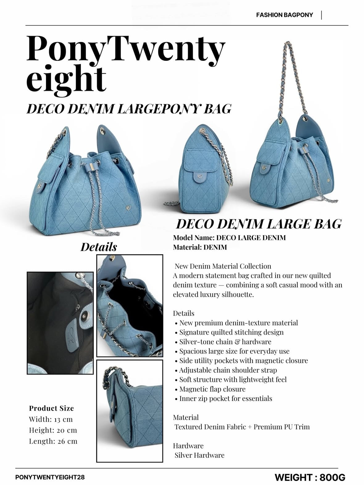 ♡現貨♡ 泰國大熱Pony Deco Denim Bag L