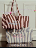 ♡預訂♡美式間條超大容量 canvas bag✨
