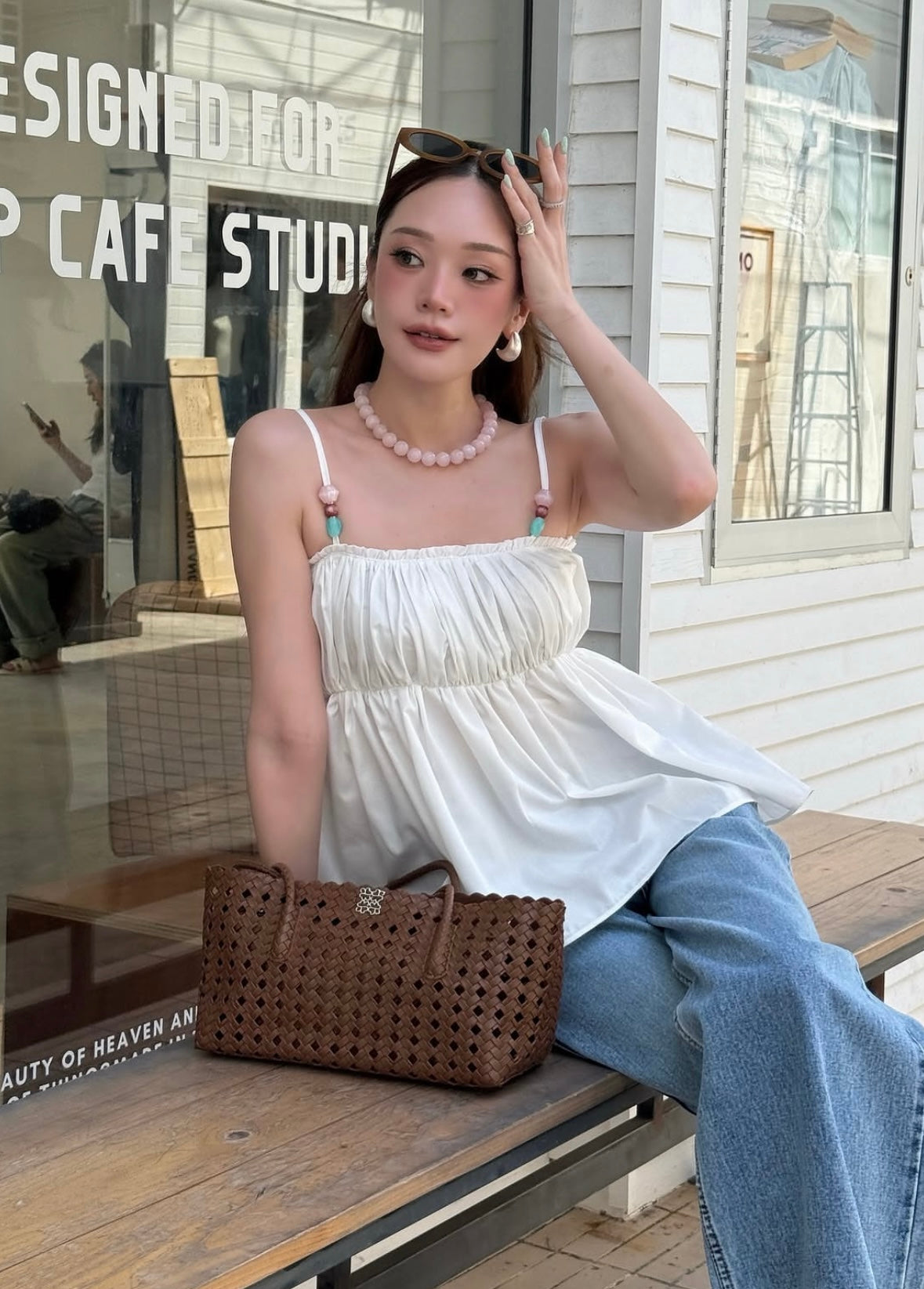 ♡預訂♡ 泰國小清新軟皮編織長形手袋