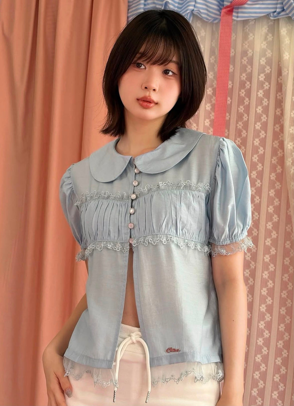 ♡預訂♡ 可愛感拉滿刺繡泡泡袖上衣