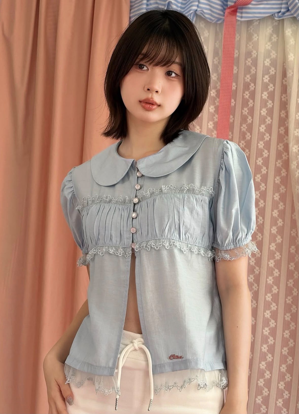 ♡預訂♡ 可愛感拉滿刺繡泡泡袖上衣
