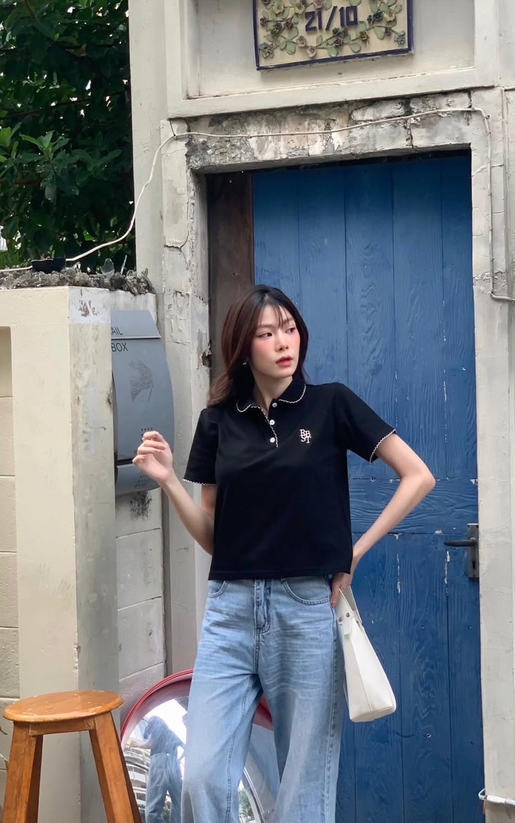 ♡預訂♡ 超顯氣質精緻滾邊車線細節Polo上衣
