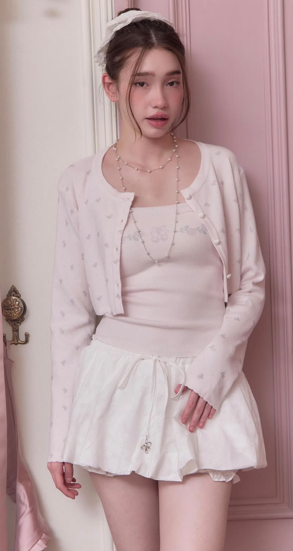 ♡預訂♡ 法式溫柔系少女復古小碎花針織兩件套裝