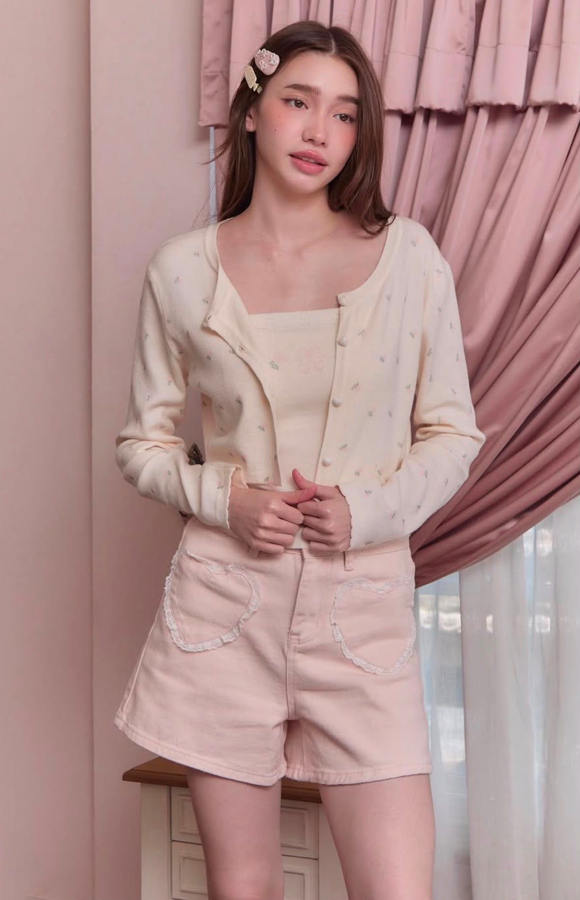 ♡預訂♡ 法式溫柔系少女復古小碎花針織兩件套裝