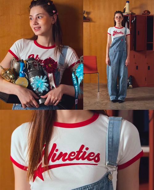 ♡預訂♡ 美式校園風復古撞色Ringer Tee